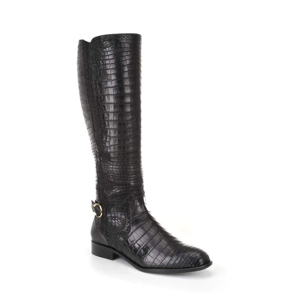 17TNPNP - Cuadra black Paris Texas Nile crocodile leather boots for women