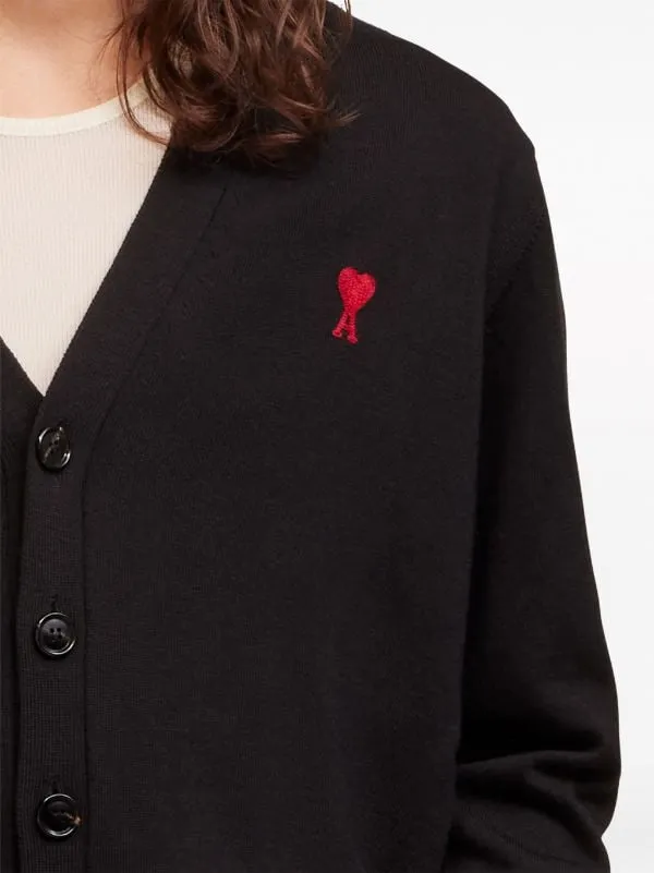 Embroidered Ami Paris Cardigan with Ami de Coeur Design - Stylish & Comfortable Knitwear for Effortless Chic