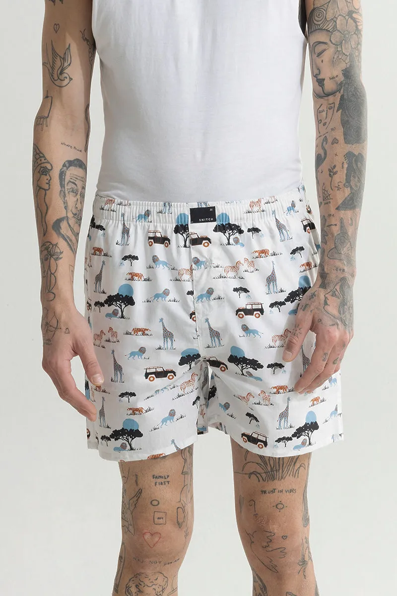 Animal Print White Boxer