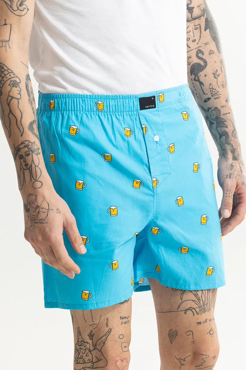 Beer Print Blue Boxer