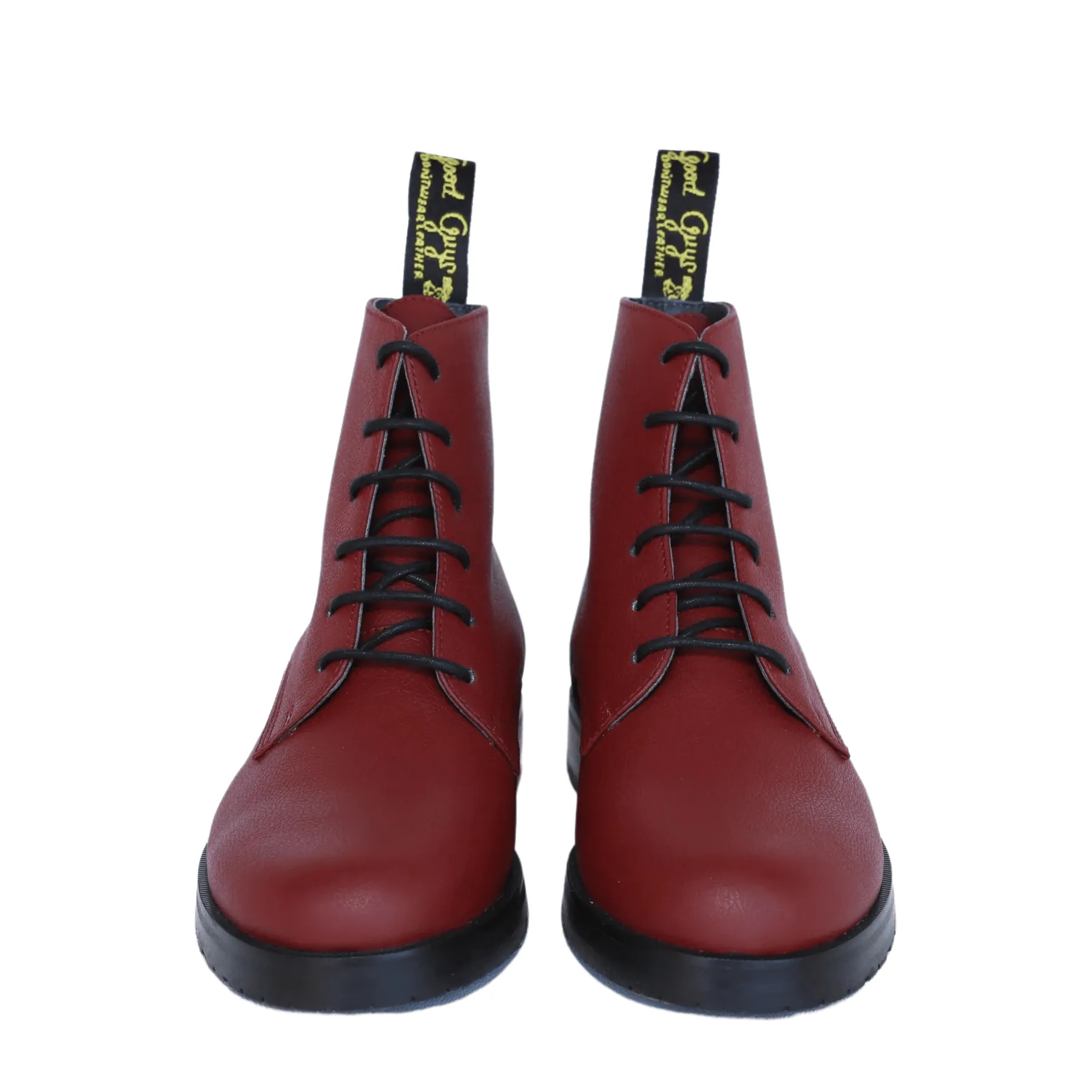 'Blaze' vegan apple-leather  lace-up boot by Good Guys Don't Wear Leather - burgundy