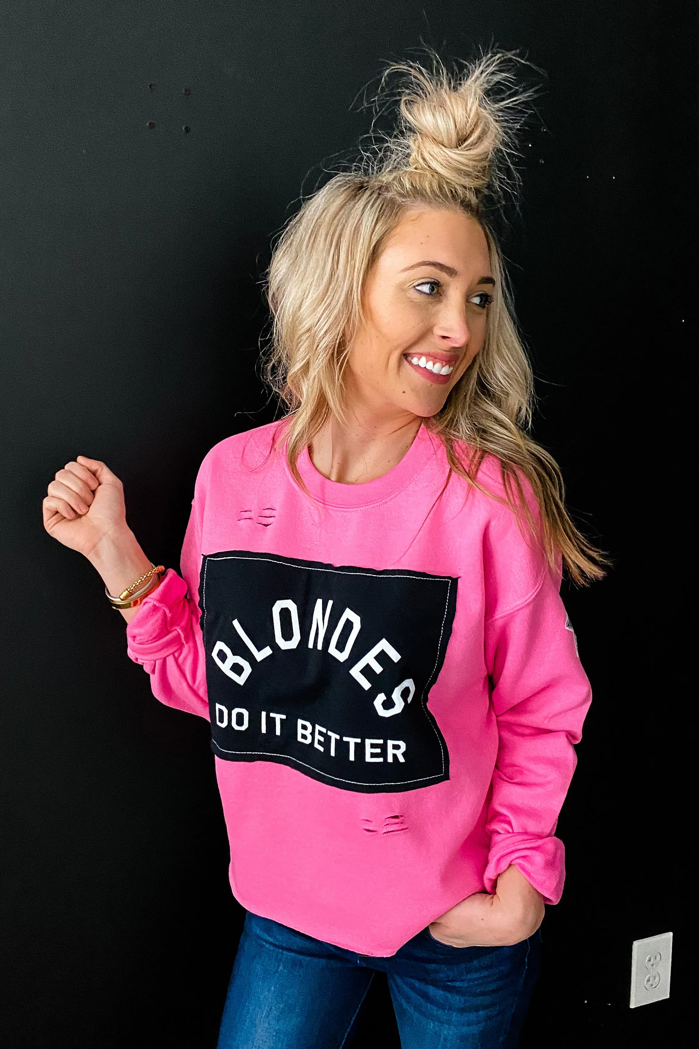 Blondes in Pink Sweatshirt