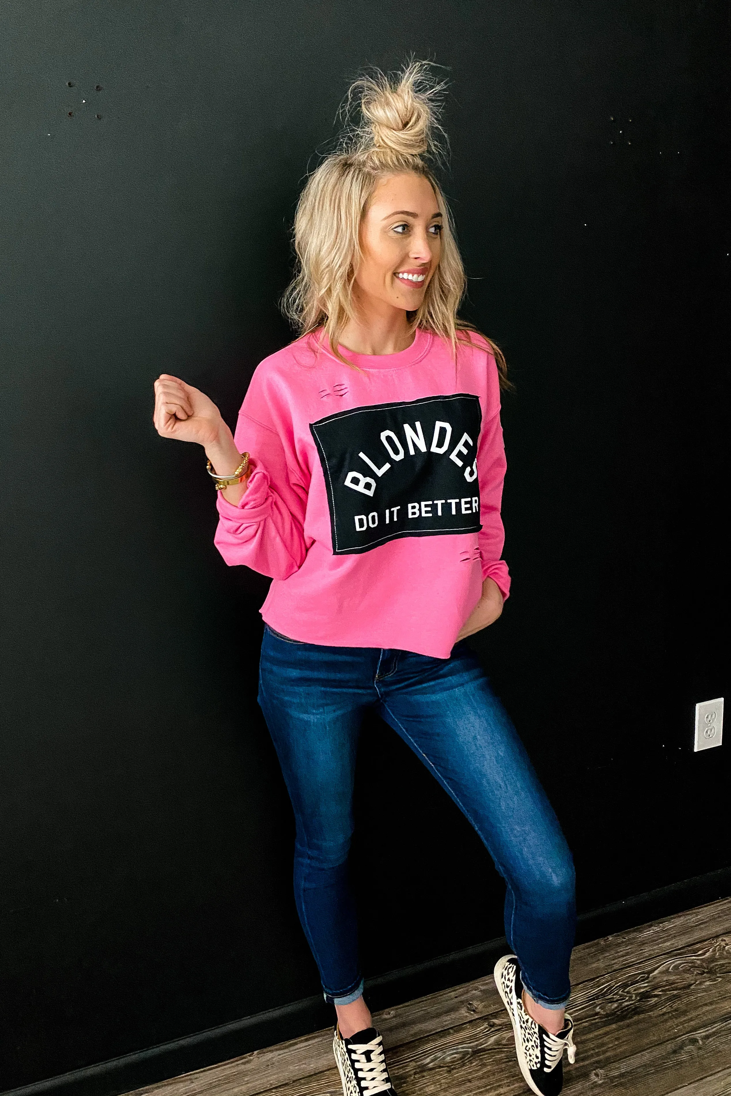 Blondes in Pink Sweatshirt