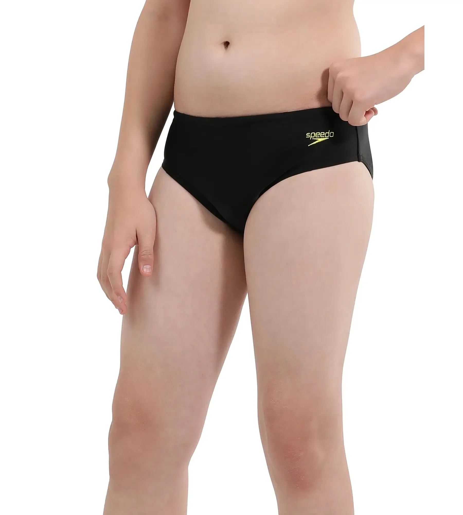 Boy's Endurance Lycra Brief - Black  &  Lemon Drizzle