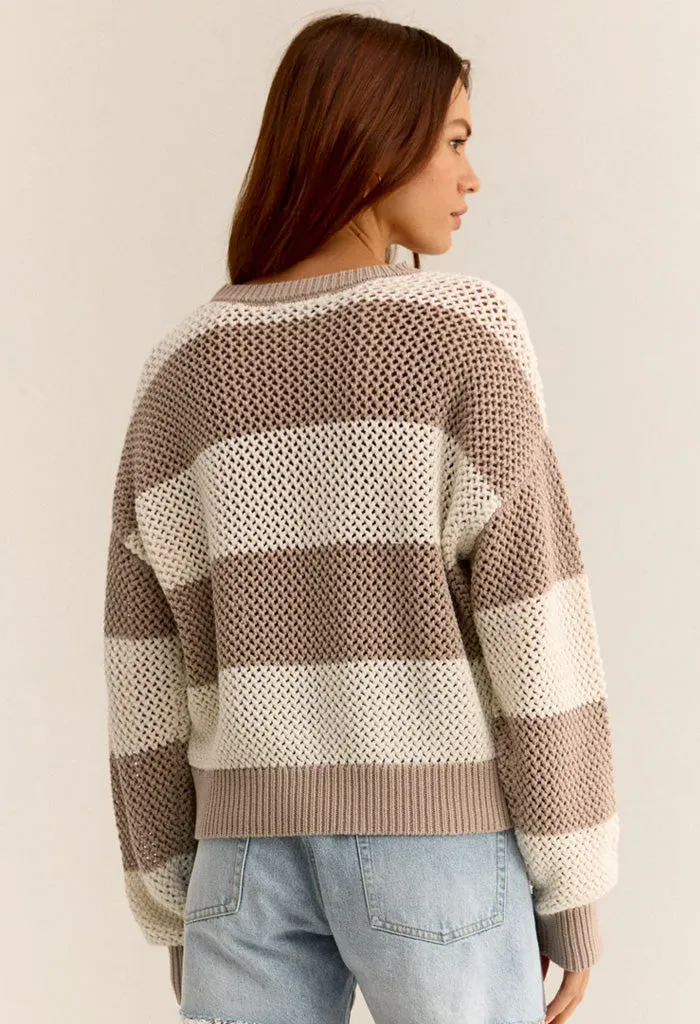 Broadbeach Stripe Sweater-Putty