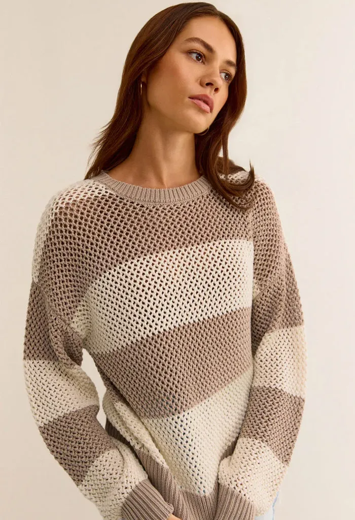 Broadbeach Stripe Sweater-Putty