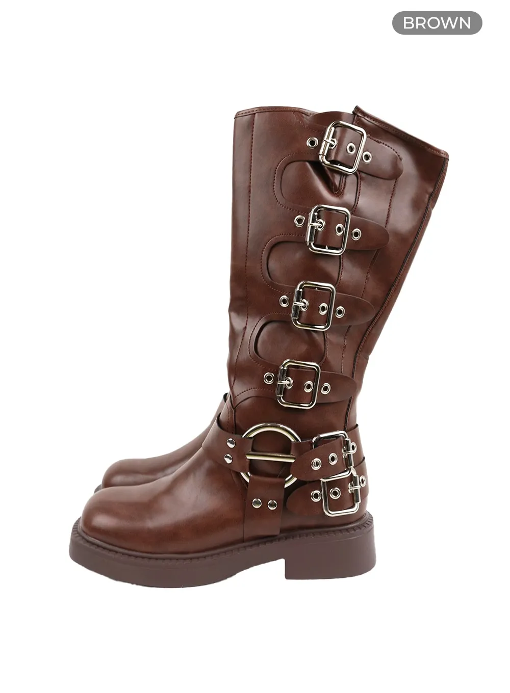 Buckle Faux Leather Boots CF428