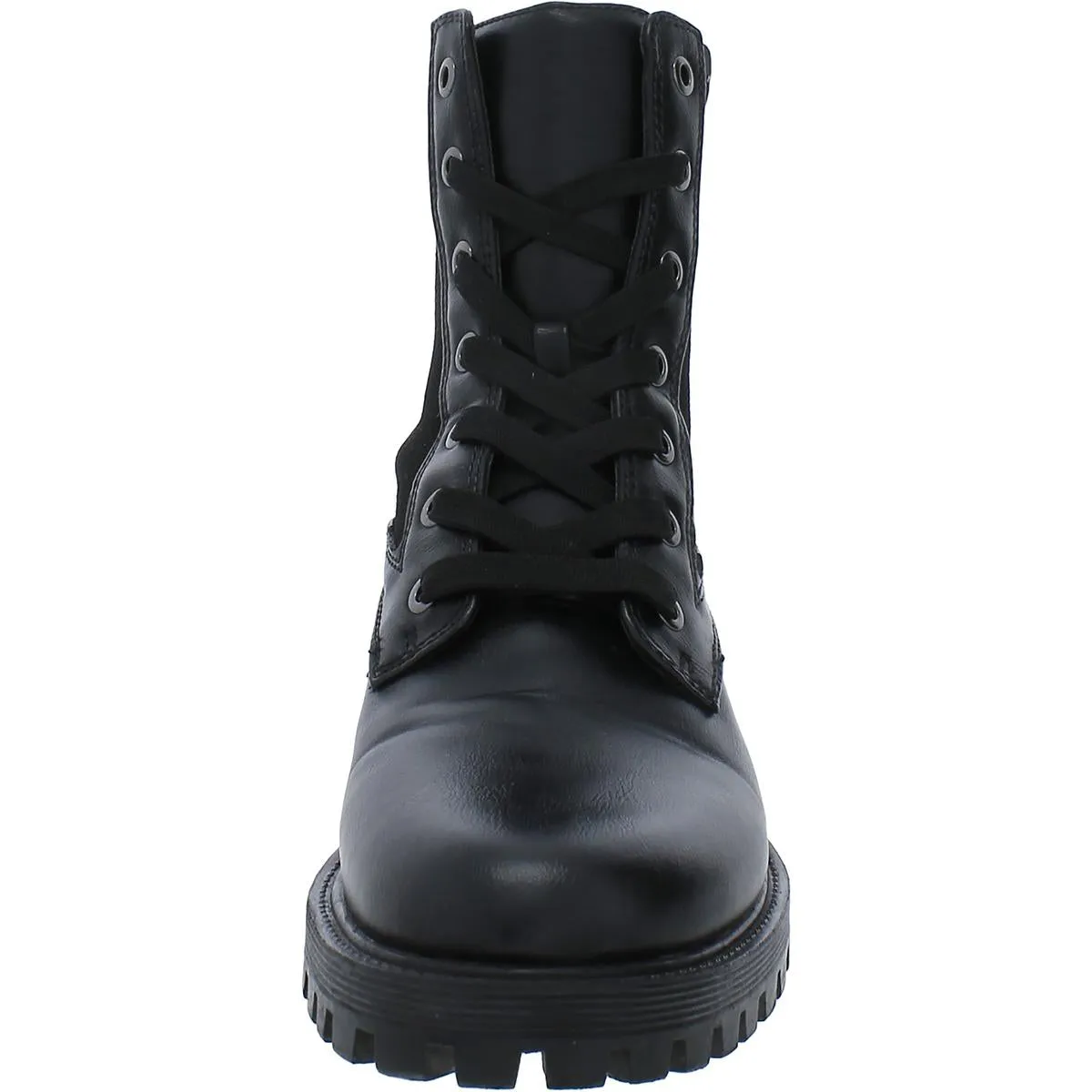 Calvin Klein Womens Galica Faux Leather Ankle Combat & Lace-Up Boots