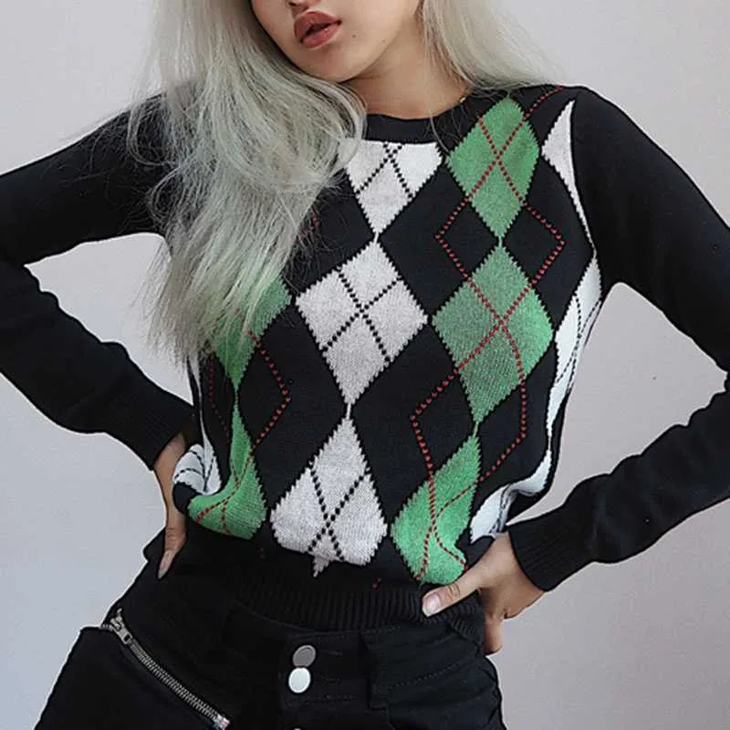 Classic Retro Color block Argyle Print Button Down Sweaters