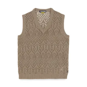 CROCHET SWEATER VEST BROWN