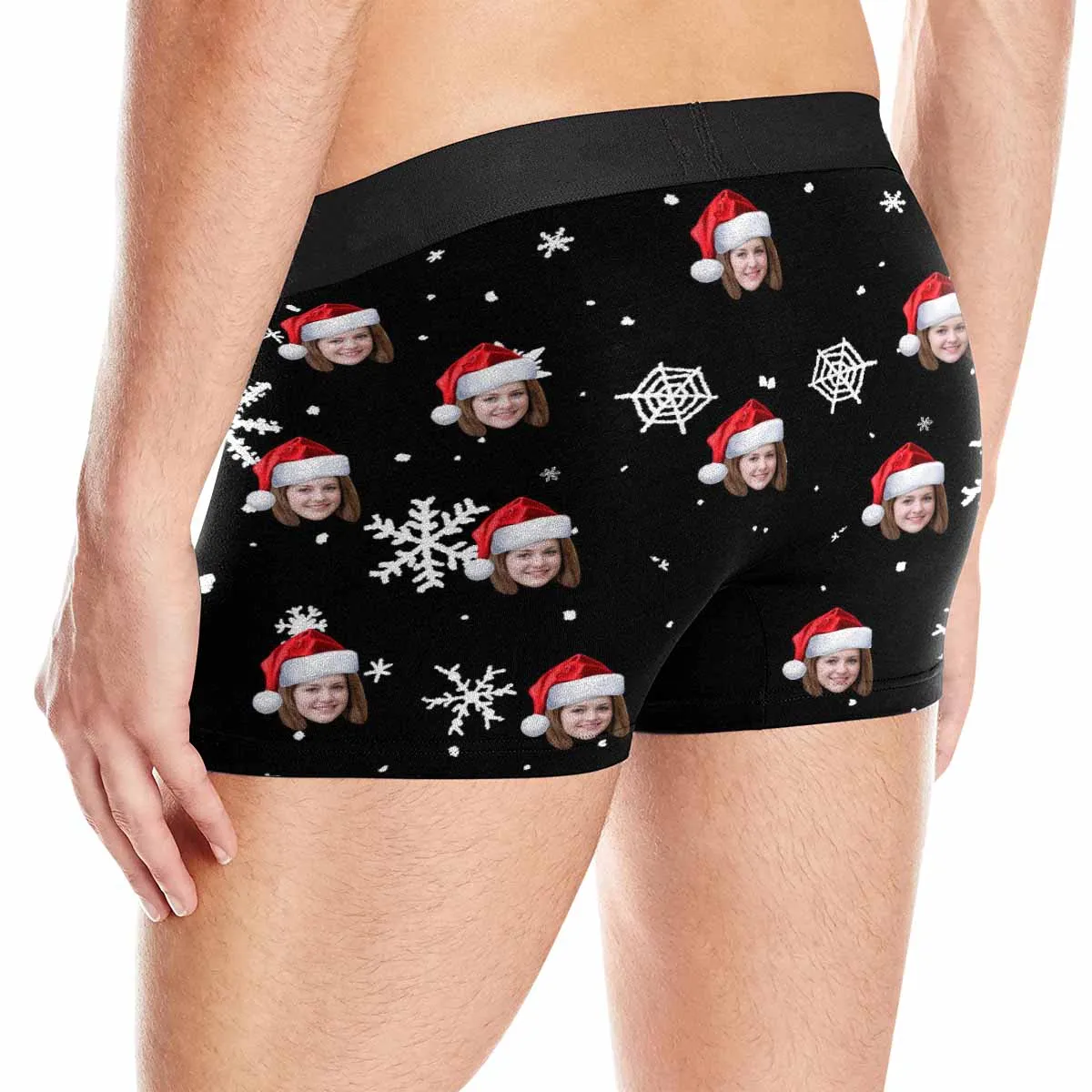 Custom Face&Name Bow Tie Christmas Snowflake Men's All-Over Print Boxer Briefs Design Your Own Custom Underwear