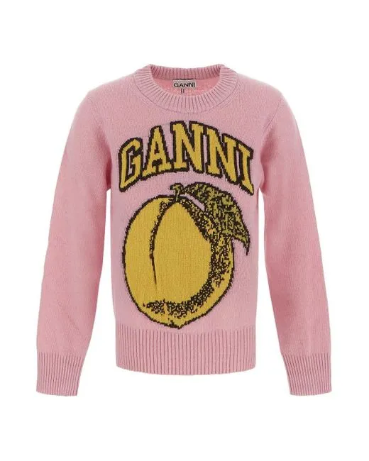 Ganni Graphic O-Neck Pullover Peach K1904