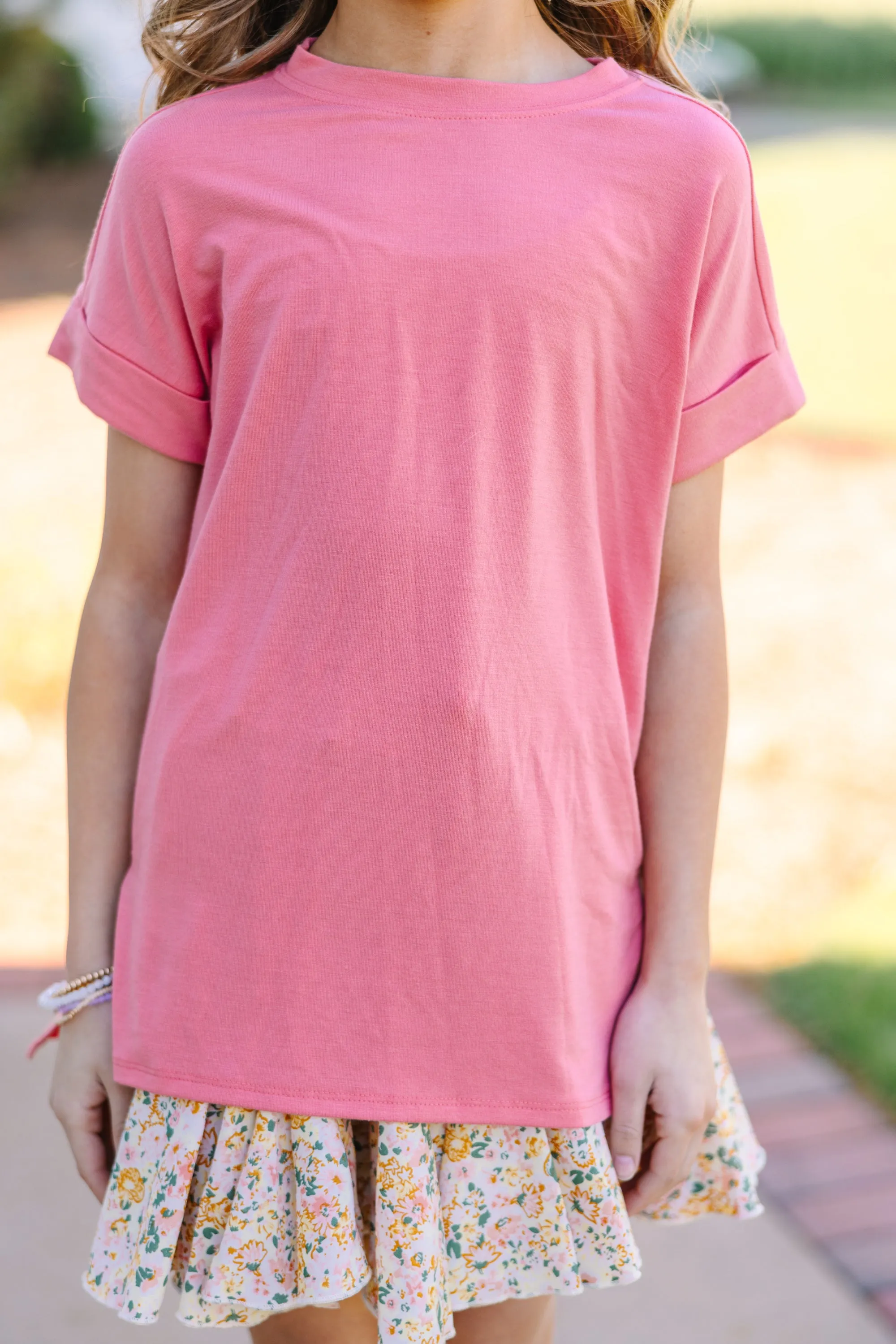 Girls: Make Your Life Easy Light Green Crew Neck Top