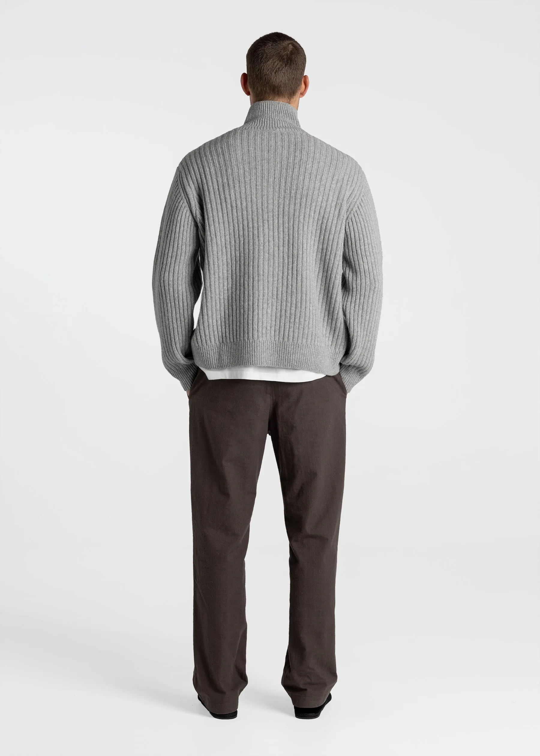 Half Zip Wool Sweater - Grey - Final Sale