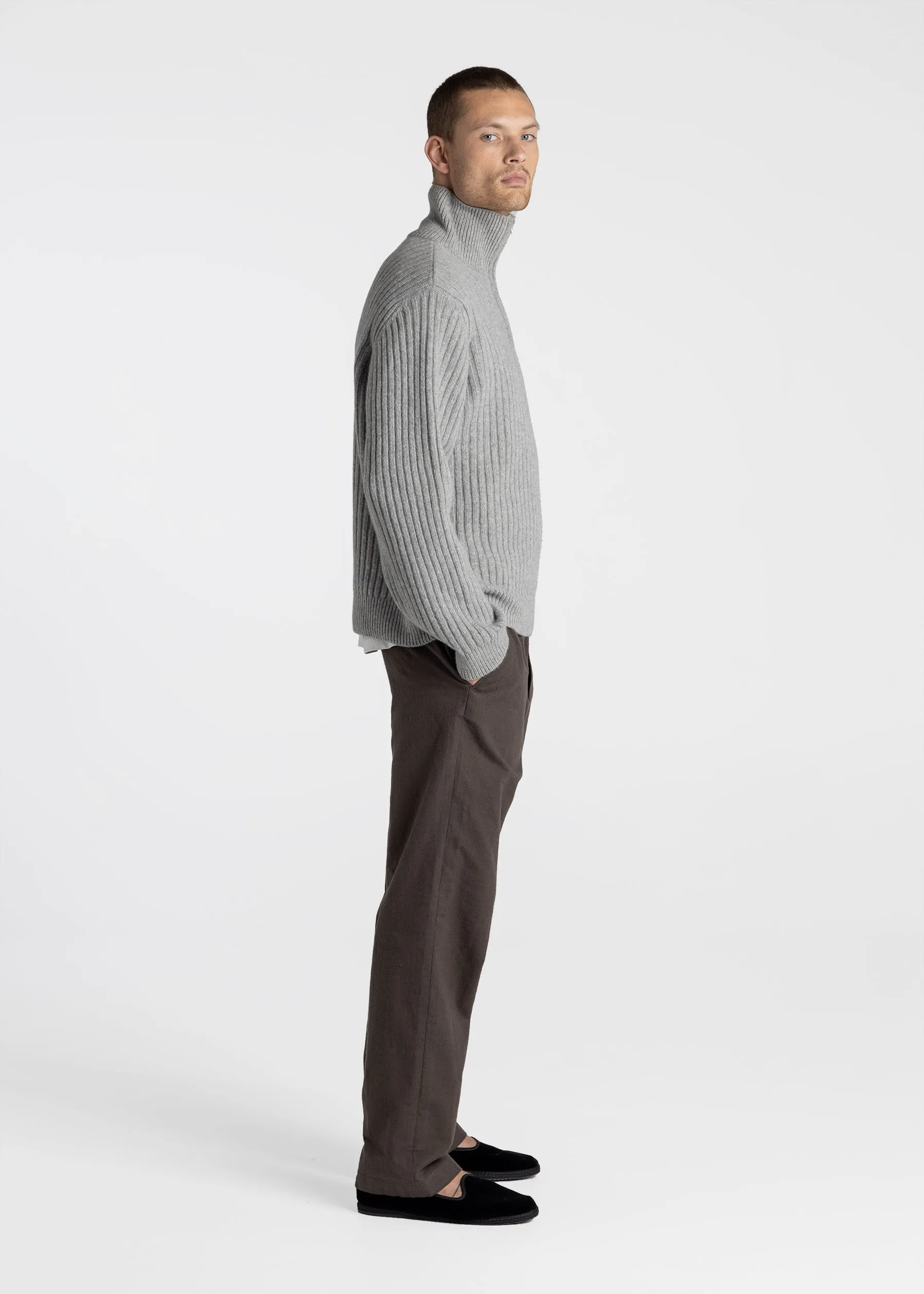 Half Zip Wool Sweater - Grey - Final Sale