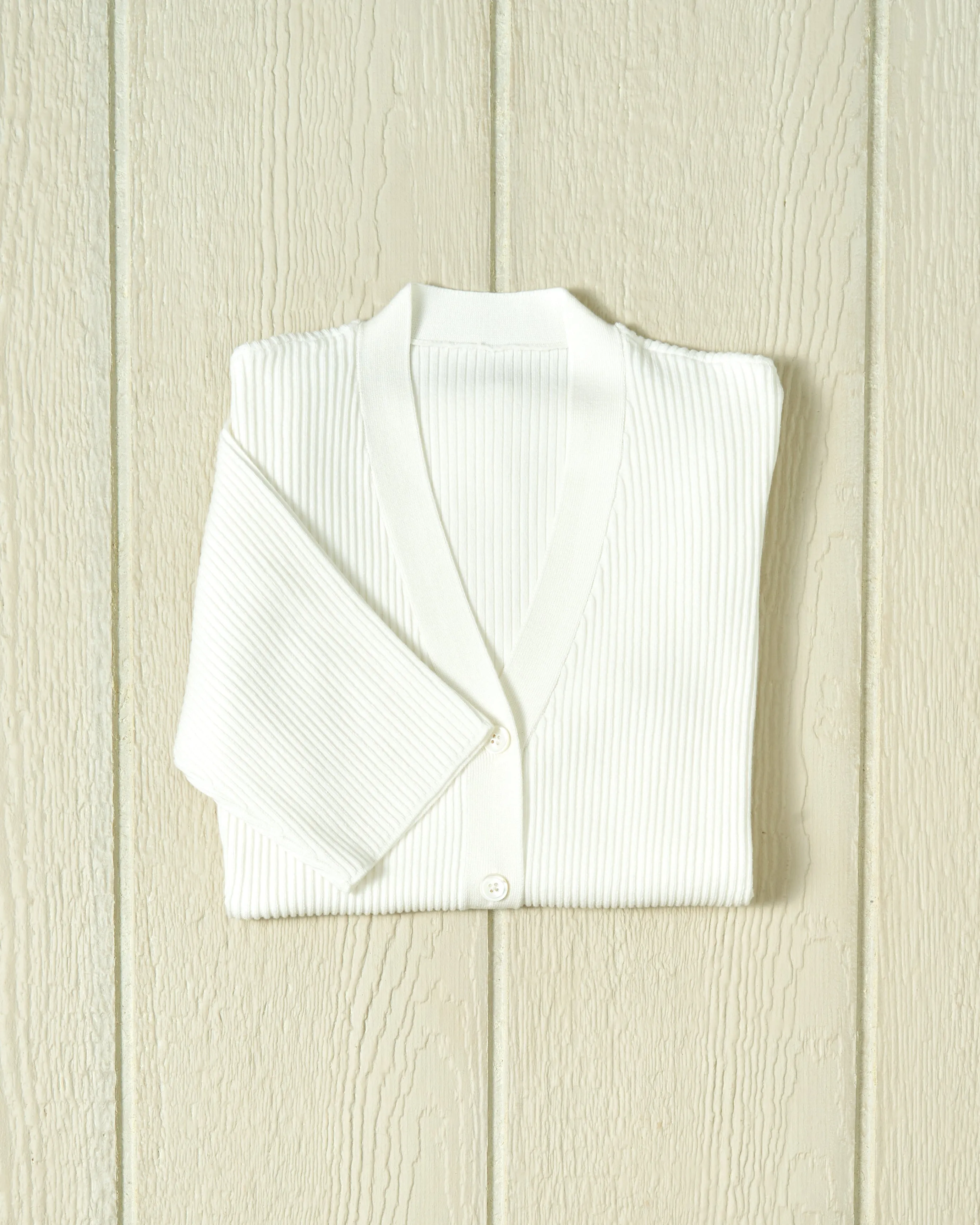 Haven Short Sleeve Knit Cardigan in Egret