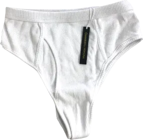 LES GIRLS LES BOYS White Ribbed Boyfriend Briefs UK S