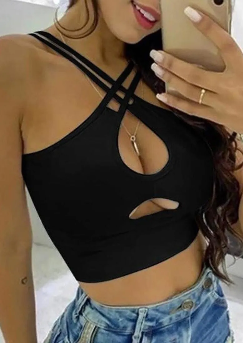 Lesley Crisscross Cut Out Crop Top