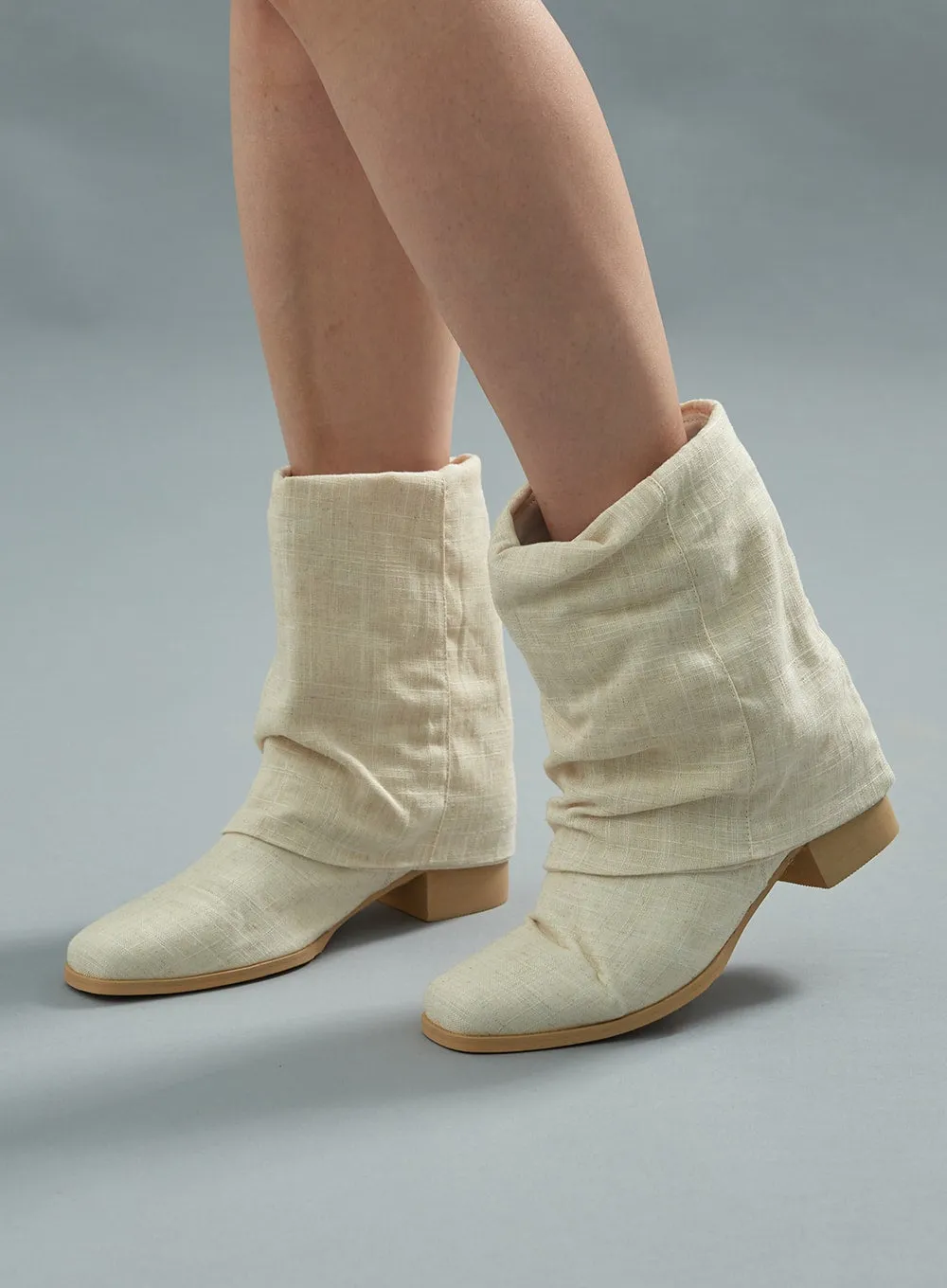 Linen Mid-Calf Boots CU21