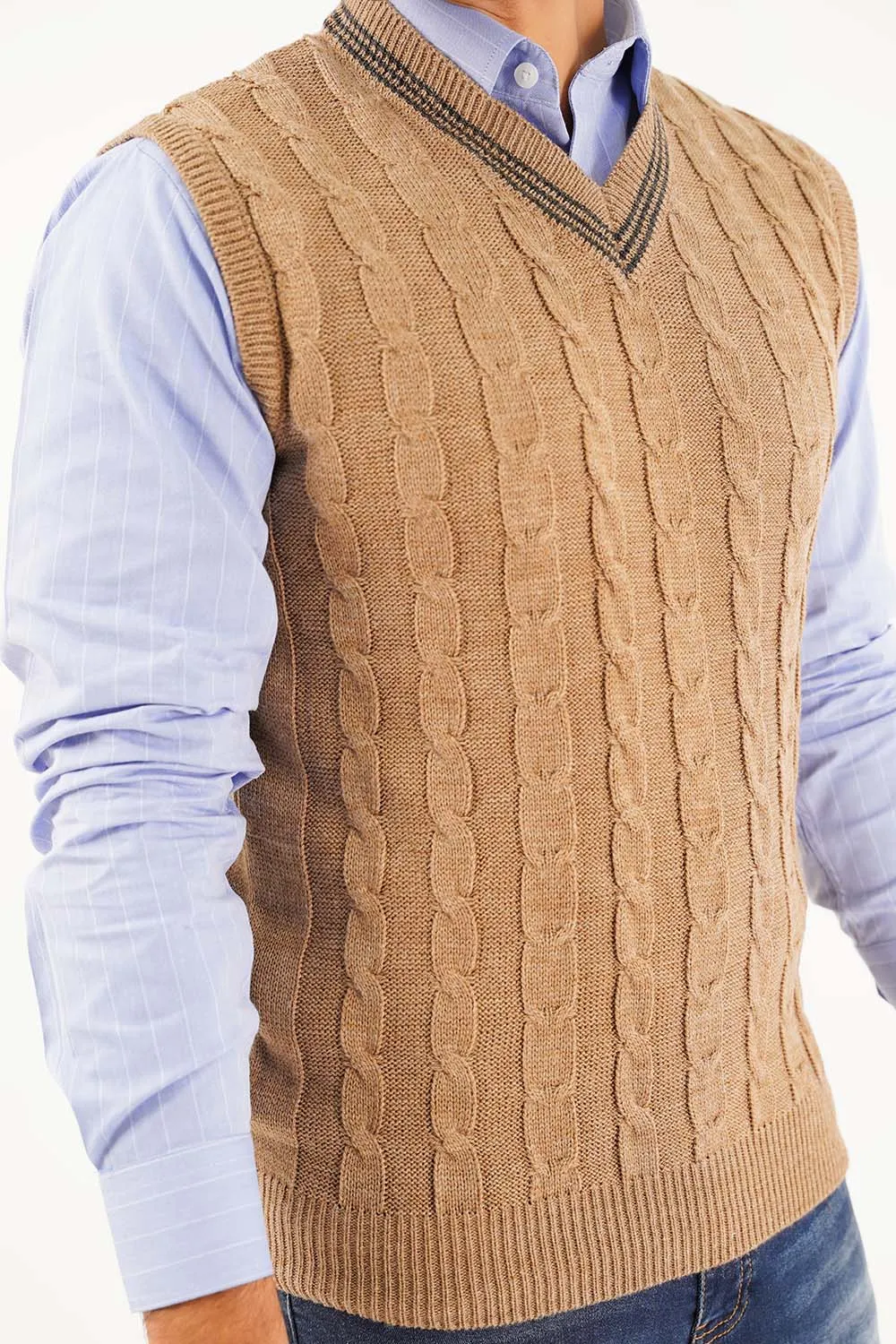 Men's Sleeve Less V-Neck Sweater