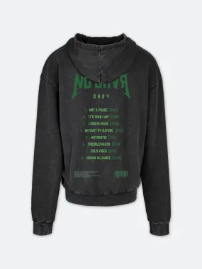 On Tour Acid Wash Green Print Hoodie (Black)