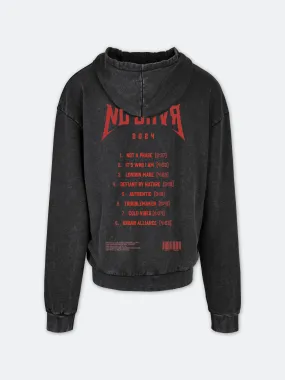 On Tour Acid Wash Red Print Hoodie (Black)