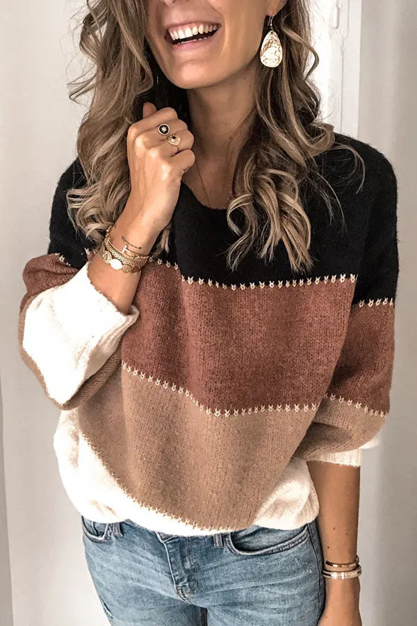 Oversized Comfy Cute Striped Fall Pullover Sweaters For women