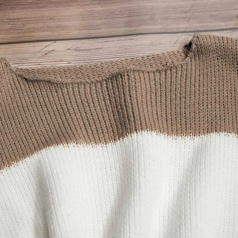 Oversized Comfy Cute Striped Fall Pullover Sweaters For women