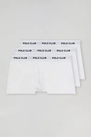 Pack de tres boxers blancos con logotipo Polo Club