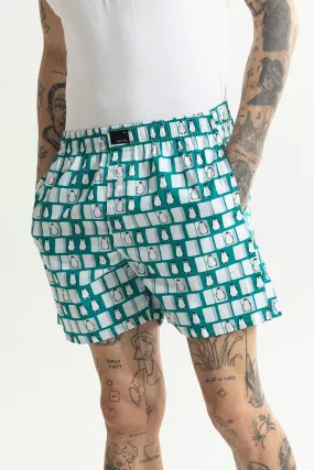 Penguin Box Print Teal Green Boxer