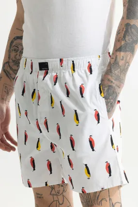 Penguin Print White Boxer