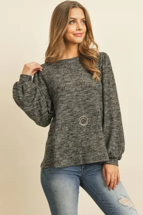 Puff Sleeved Waffle Top