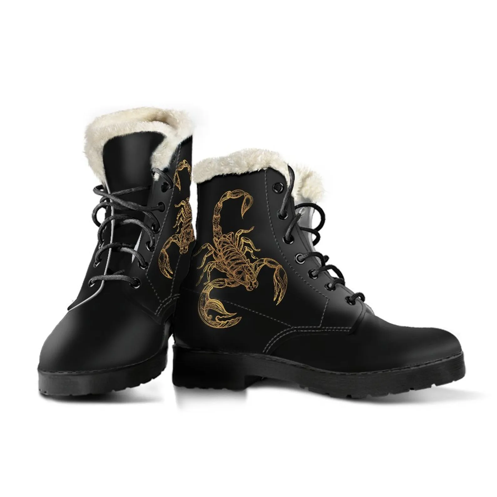 Scorpio Zodiac Faux Fur Boots, Scorpion Art Booties, Scorpion Lover Gift, Miraculous Scorpio Star Sign Men&#39;s And Women&#39;s Boots