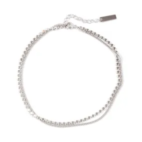 Sterling Silver Shiny Thin Double Chain Anklet