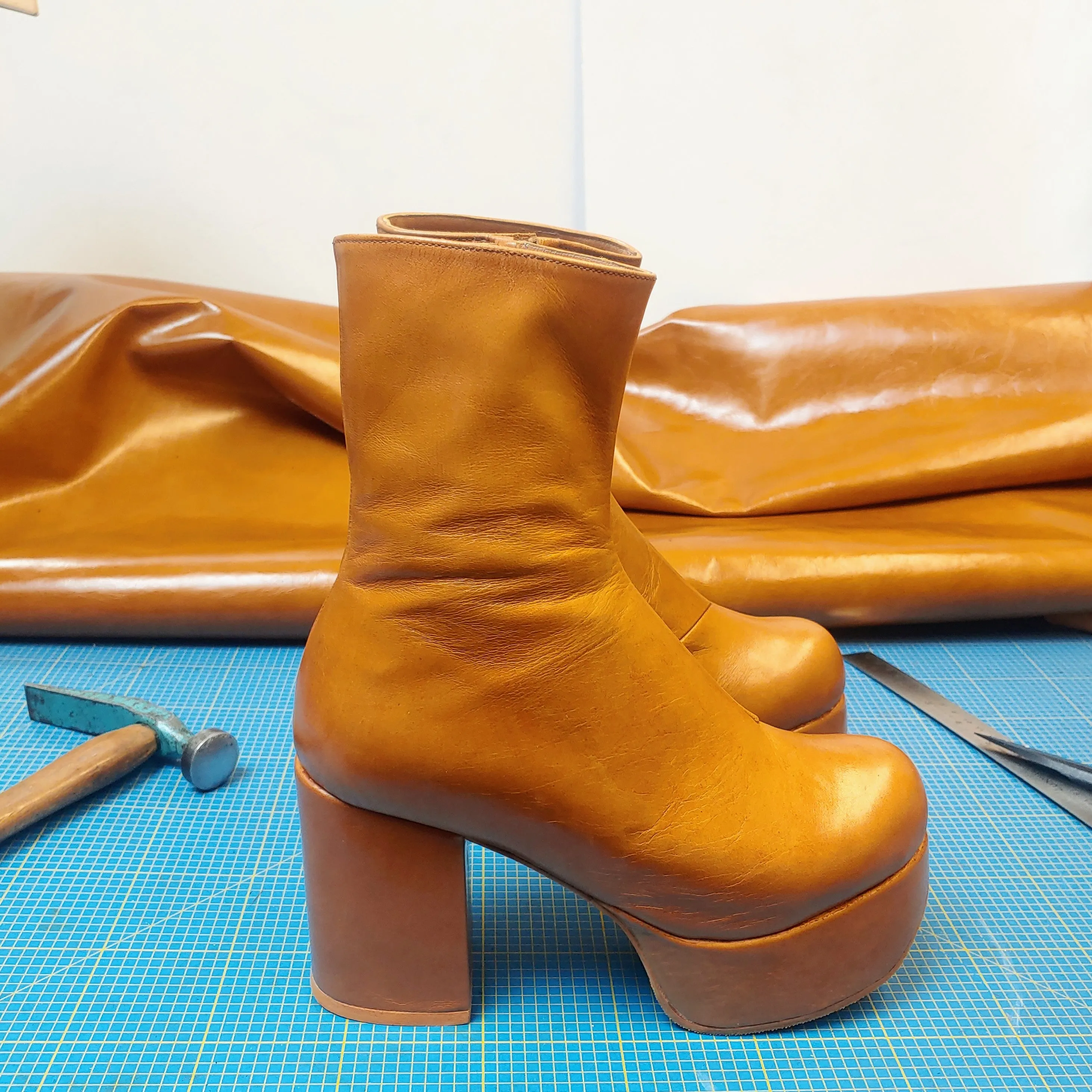 Tan Platform Ankle Boots