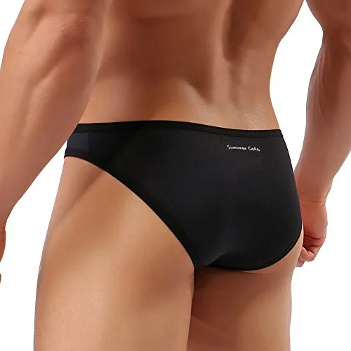 TESOON Mens Imitation Leather Underwear Sexs Boxer Briefs (Large, BK)