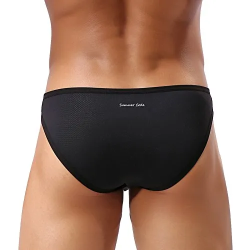 TESOON Mens Imitation Leather Underwear Sexs Boxer Briefs (Large, BK)