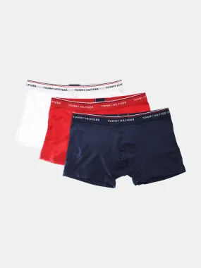 Tommy Hilfiger 3 Pack Trunks - White / Tango Red / Peacoat