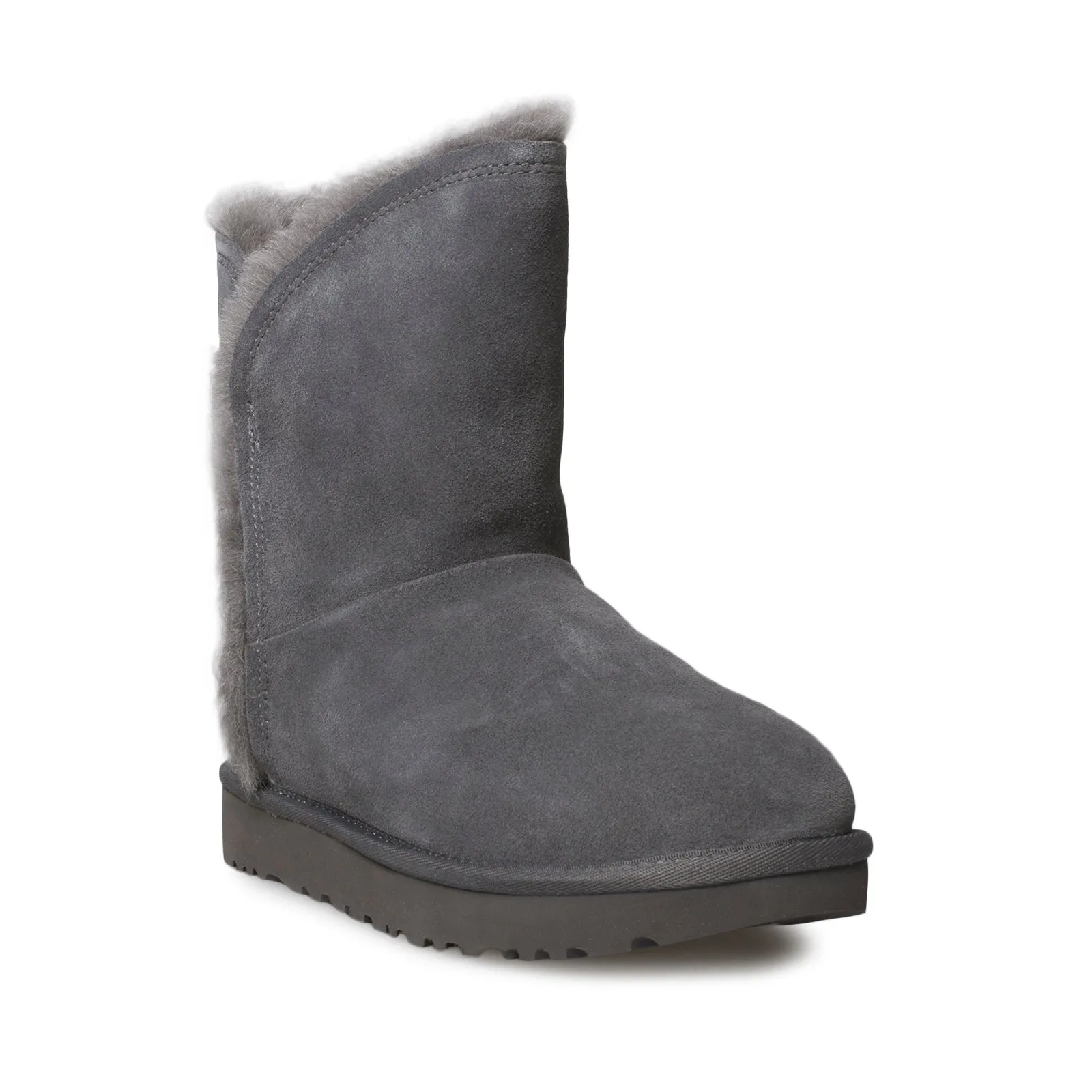 UGG Classic Short Fluff High Low Charcoal Boots - Women's