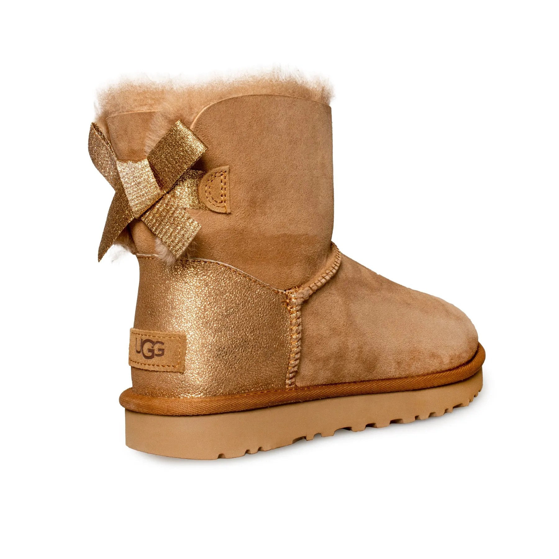 UGG Mini Bailey Bow Glitz Chestnut Boots - Women's