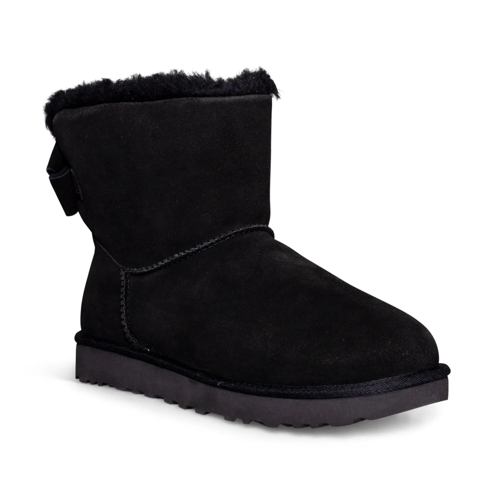 UGG Mini Bailey Suede Bow Black Boots - Women's