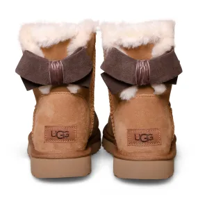 UGG Mini Bailey Suede Bow Chestnut Boots - Women's